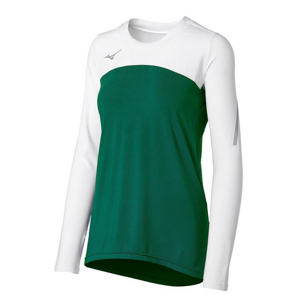 Jerseys Mizuno Techno VII Long Sleeve Mujer Verde/Blancas Ofertas UELC-90427